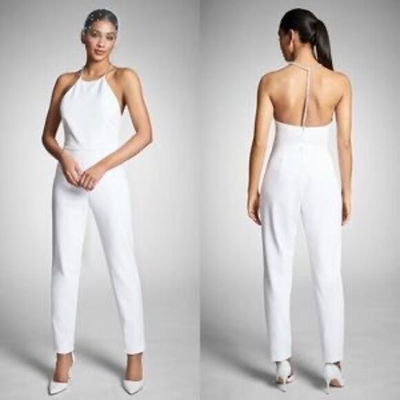SACHIN & BABI ALEXA JUMPSUIT BEADED NECKLINE IN IVORY Sz:2 Ret$725 - Picture 3 of 6